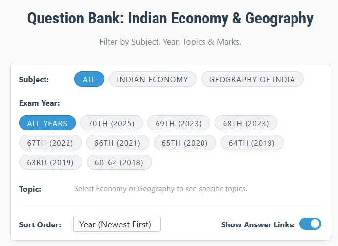 Question Bank of Economy & Geography, BPSC Mains GS2 ,